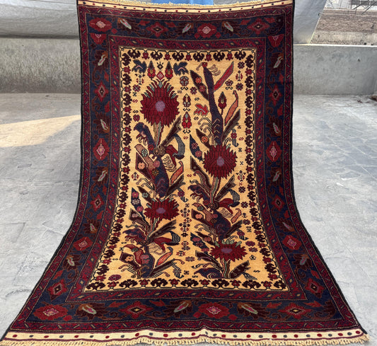 4x6.6 Vintage Gift Carpet - Handmade Nomadic Rug - Kid's & Living room Decor - Unique Wool Carpet