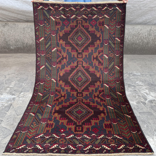 3.11x6.7 Handmade Tribal Area Rug – Geometric Boho Carpet for Living Room & Bedroom – Oriental Floor Decor, Artisan Woven Home Accent