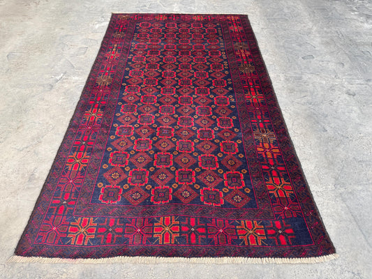 3.6x6.6 Hand-Tufted Geometric Carpet - Hand-Knotted Turkmen Carpet - Morrocan Rug For Living Room, Bedroom, Hallway & Kid's Room Decor