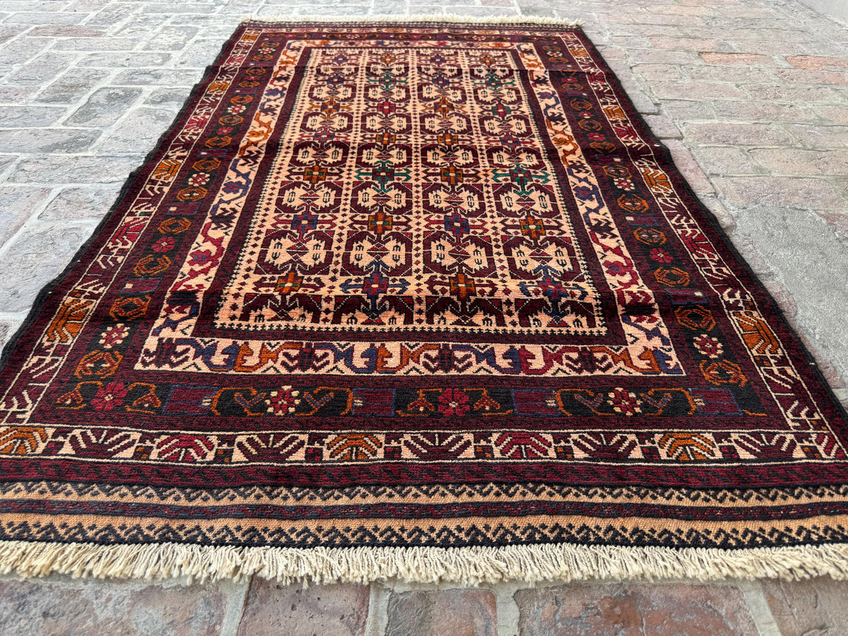 118 × 191 cm Afghan Wool Rug - Handmade Tribal Oriental Carpet