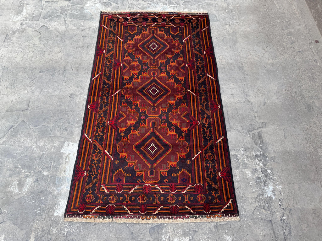 3.8x6.6 Beige Turkmen Tribal Carpet - Handmade Afghan Wool Rug