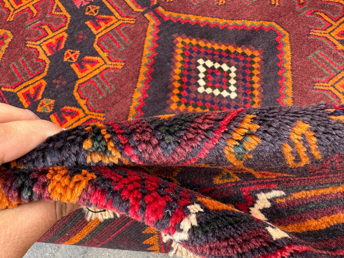 3.8x6.6 Turkmen Beige Tribal Carpet – Handmade Afghan Geometric Design – Oriental Area Carpet for Boho Living Room Decor - Boho Gift Carpet