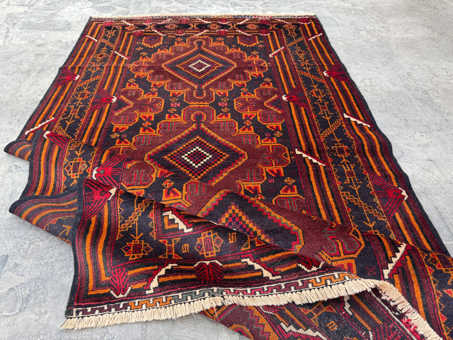 3.8x6.6 Turkmen Beige Tribal Carpet – Handmade Afghan Geometric Design – Oriental Area Carpet for Boho Living Room Decor - Boho Gift Carpet
