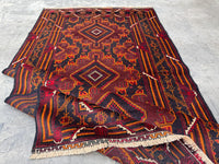 3.8x6.6 Turkmen Beige Tribal Carpet – Handmade Afghan Geometric Design – Oriental Area Carpet for Boho Living Room Decor - Boho Gift Carpet