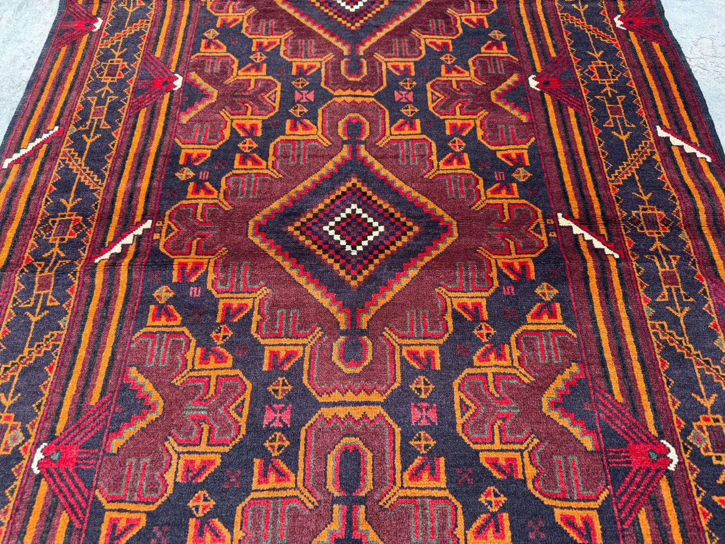 3.8x6.6 Turkmen Beige Tribal Carpet – Handmade Afghan Geometric Design – Oriental Area Carpet for Boho Living Room Decor - Boho Gift Carpet