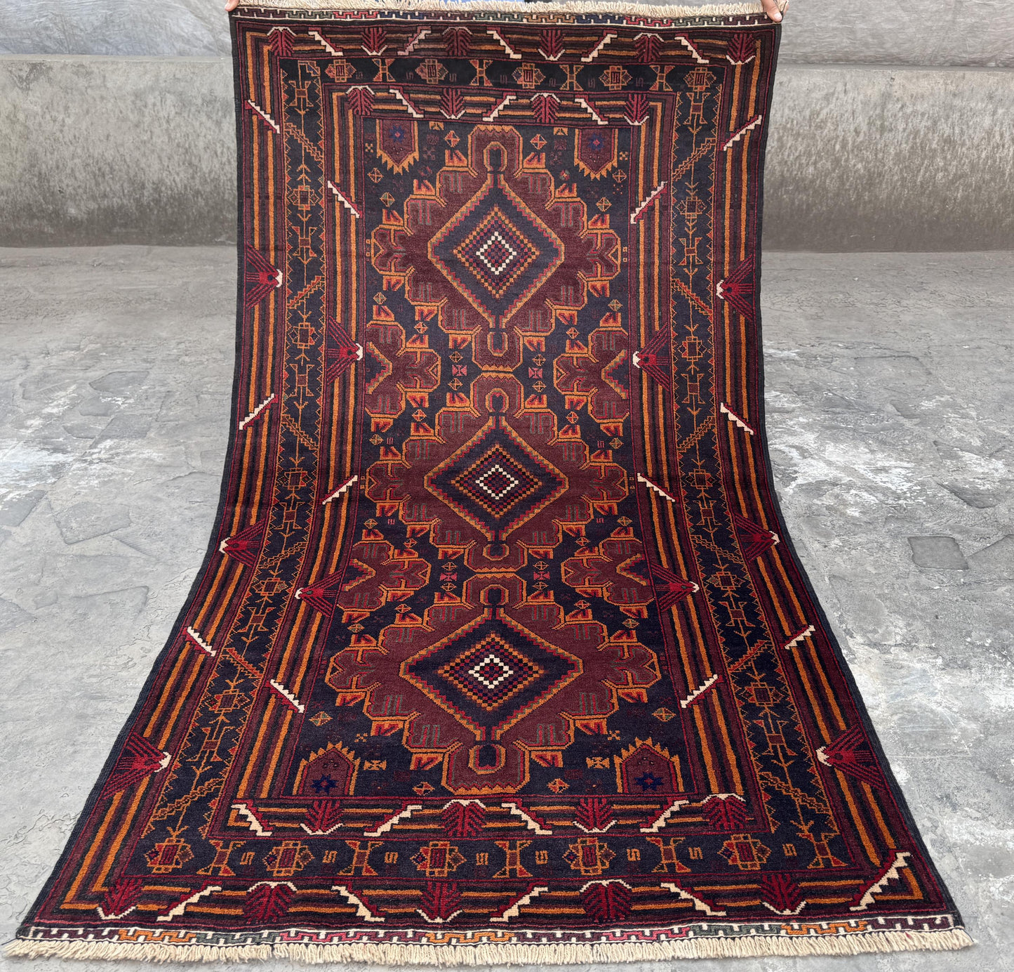 3.8x6.6 Turkmen Beige Tribal Carpet – Handmade Afghan Geometric Design – Oriental Area Carpet for Boho Living Room Decor - Boho Gift Carpet