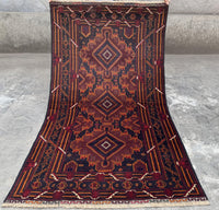 3.8x6.6 Turkmen Beige Tribal Carpet – Handmade Afghan Geometric Design – Oriental Area Carpet for Boho Living Room Decor - Boho Gift Carpet