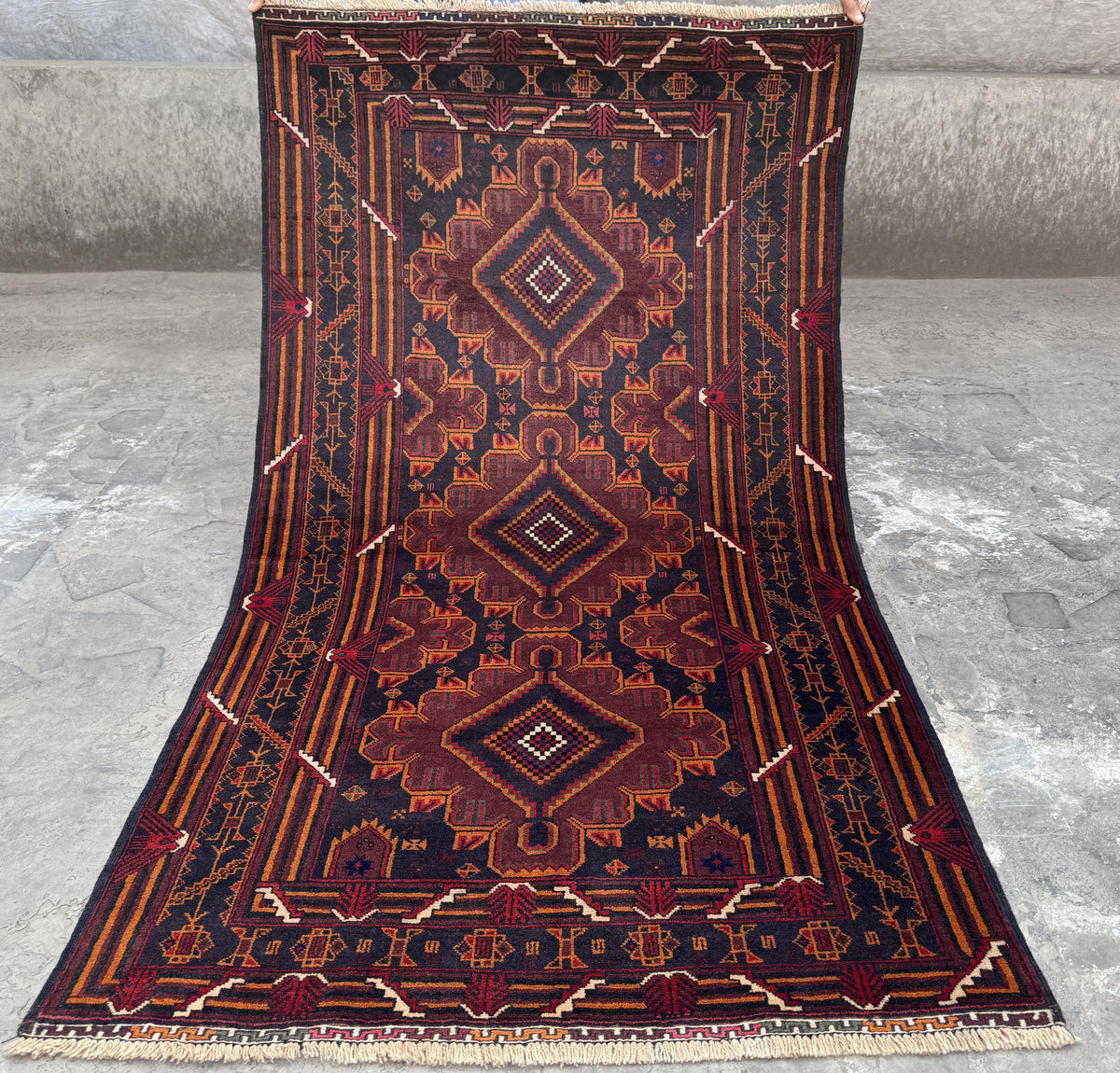 3.8x6.6 Beige Turkmen Tribal Carpet - Handmade Afghan Wool Rug
