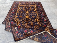 3.2x6.5 Afghan Handmade Beige Carpet – Tribal Turkmen Patterns – Oriental Area Carpet for Modern Living Room Decoration - Boho Gift Carpet