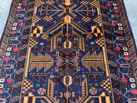 3.2x6.5 Afghan Handmade Beige Carpet – Tribal Turkmen Patterns – Oriental Area Carpet for Modern Living Room Decoration - Boho Gift Carpet