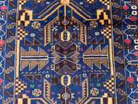 3.2x6.5 Afghan Handmade Beige Carpet – Tribal Turkmen Patterns – Oriental Area Carpet for Modern Living Room Decoration - Boho Gift Carpet