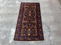 3.2x6.5 Afghan Handmade Beige Carpet – Tribal Turkmen Patterns – Oriental Area Carpet for Modern Living Room Decoration - Boho Gift Carpet
