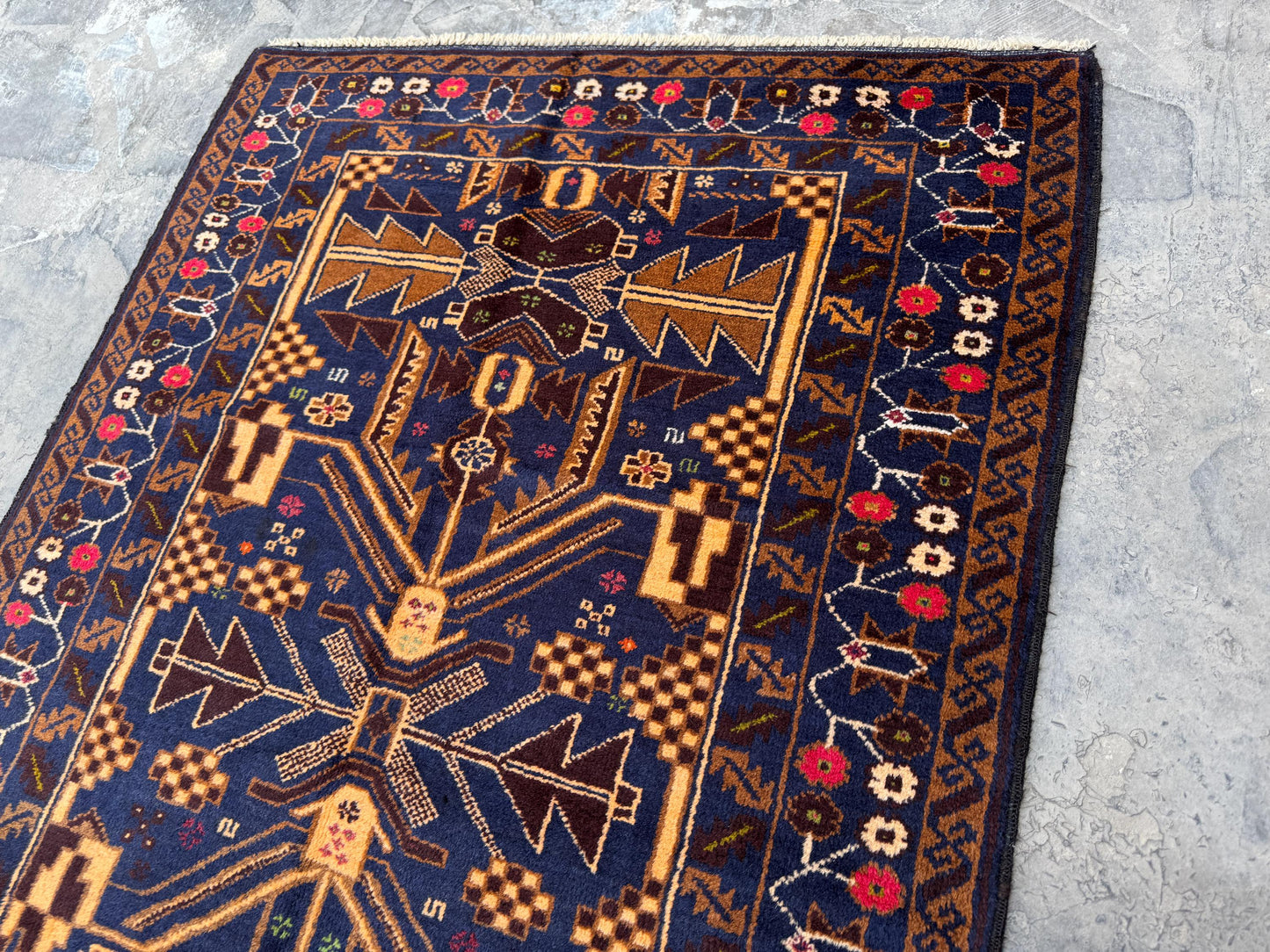 3.2x6.5 Afghan Handmade Beige Carpet – Tribal Turkmen Patterns – Oriental Area Carpet for Modern Living Room Decoration - Boho Gift Carpet