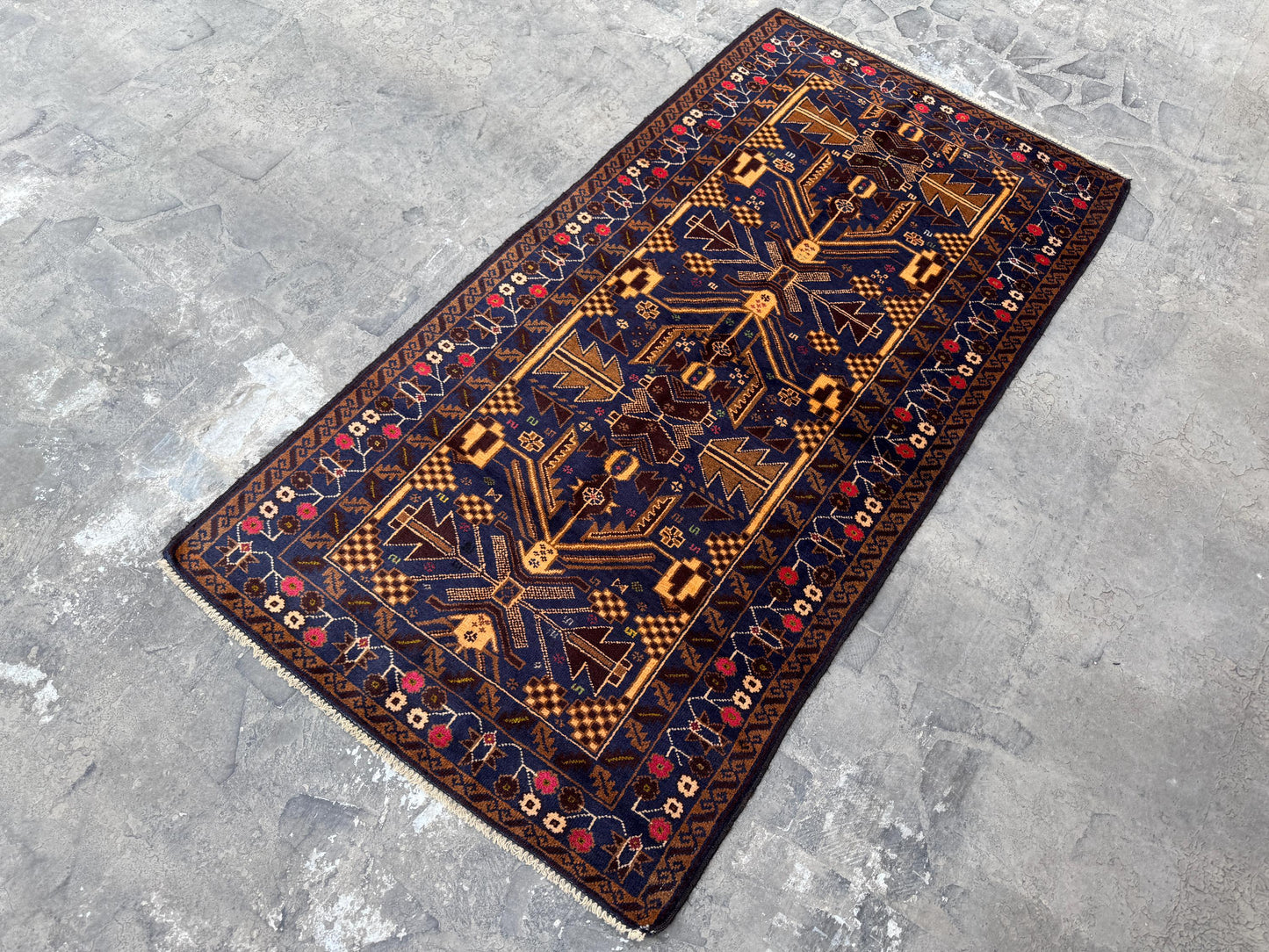 3.2x6.5 Afghan Handmade Beige Carpet – Tribal Turkmen Patterns – Oriental Area Carpet for Modern Living Room Decoration - Boho Gift Carpet