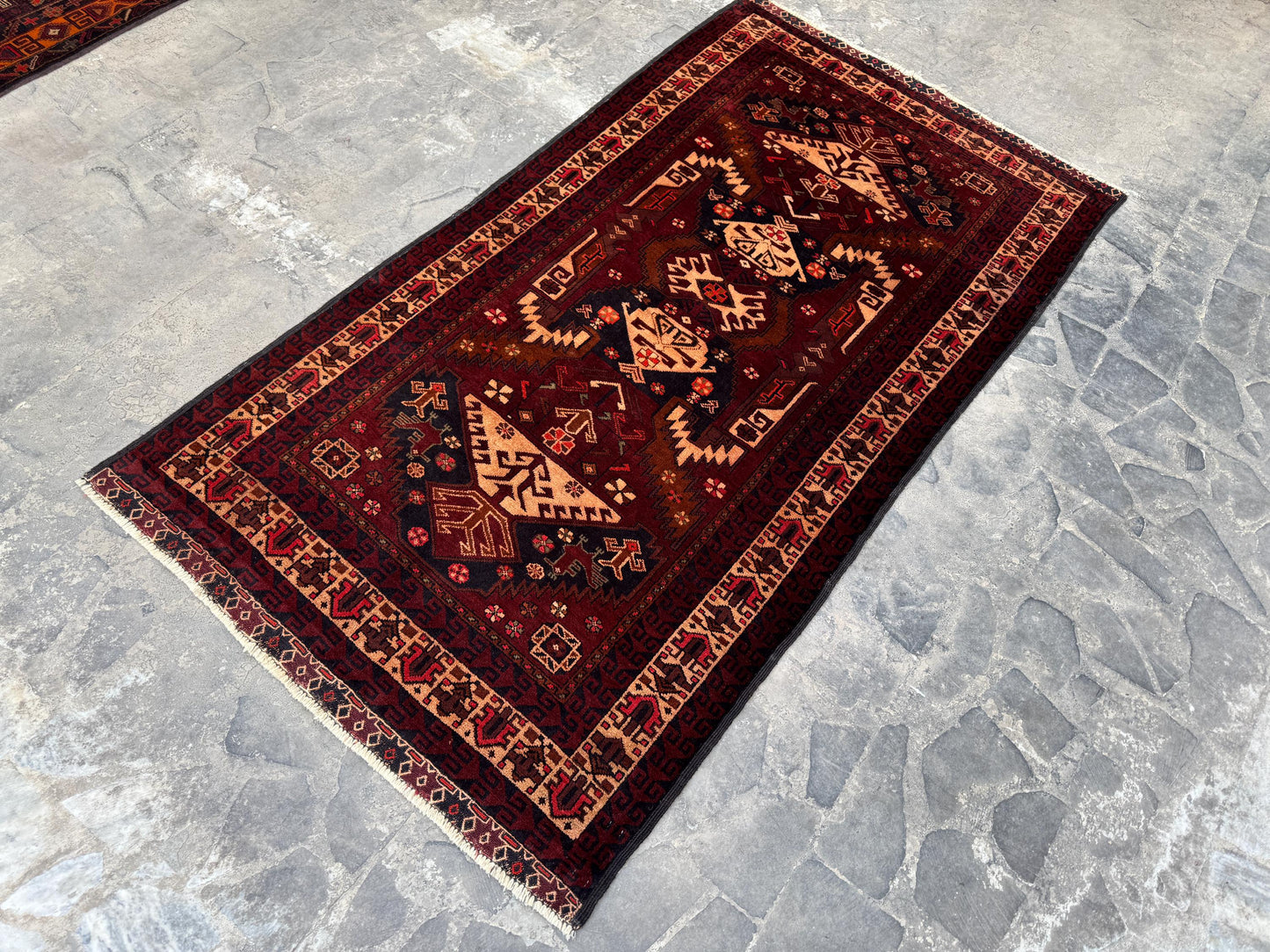 3.9x6.12 Handmade Tribal Area Rug – Geometric Boho Carpet for Living Room &amp; Bedroom – Oriental Floor Decor, Artisan Woven Home Accent