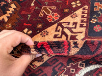 3.9x6.12 Handmade Tribal Area Rug – Geometric Boho Carpet for Living Room &amp; Bedroom – Oriental Floor Decor, Artisan Woven Home Accent