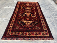 3.9x6.12 Handmade Tribal Area Rug – Geometric Boho Carpet for Living Room &amp; Bedroom – Oriental Floor Decor, Artisan Woven Home Accent