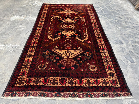 3.9x6.12 Handmade Tribal Area Rug – Geometric Boho Carpet for Living Room &amp; Bedroom – Oriental Floor Decor, Artisan Woven Home Accent
