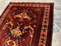 3.9x6.12 Handmade Tribal Area Rug – Geometric Boho Carpet for Living Room &amp; Bedroom – Oriental Floor Decor, Artisan Woven Home Accent
