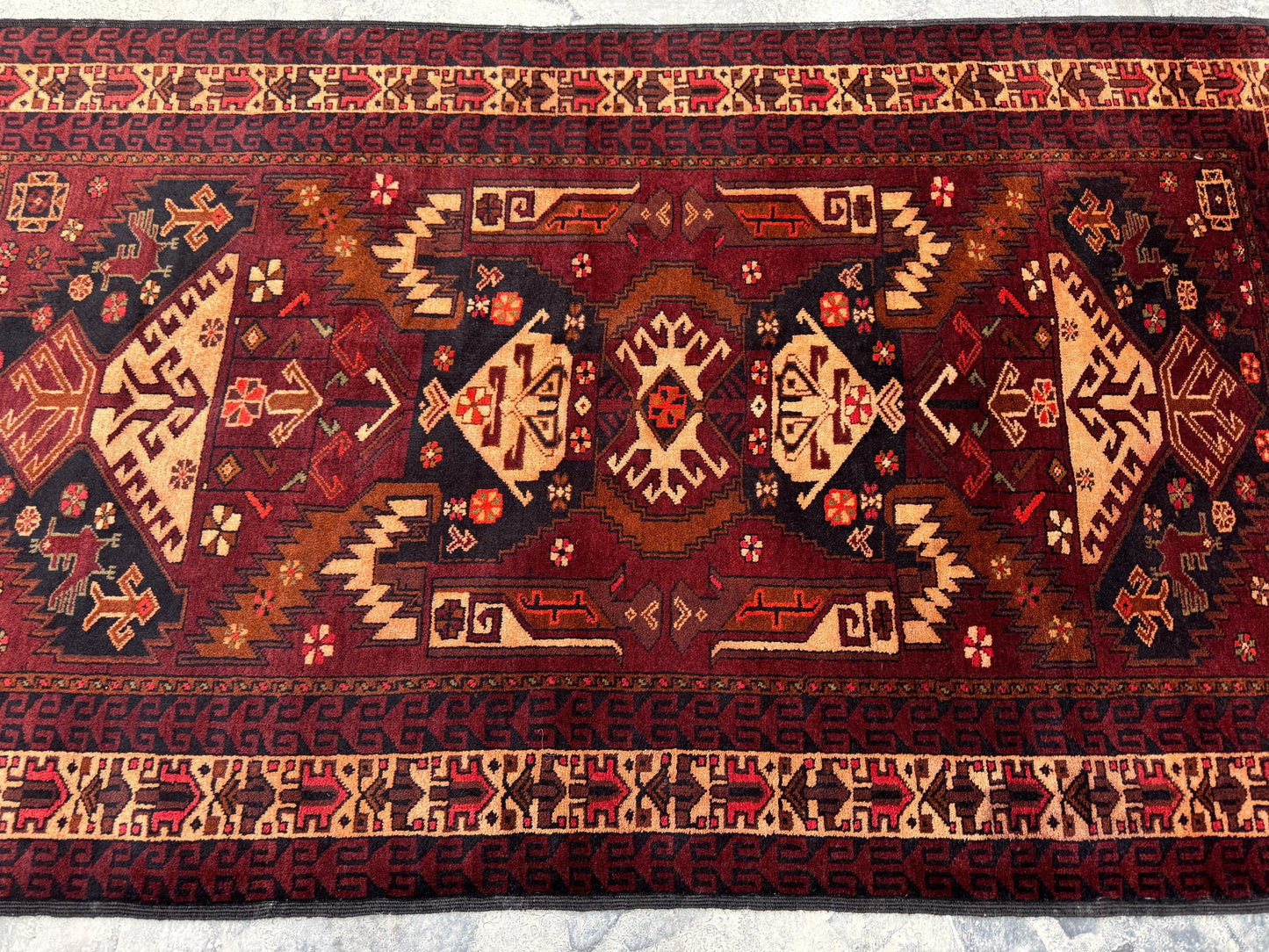 3.9x6.12 Handmade Tribal Area Rug – Geometric Boho Carpet for Living Room &amp; Bedroom – Oriental Floor Decor, Artisan Woven Home Accent