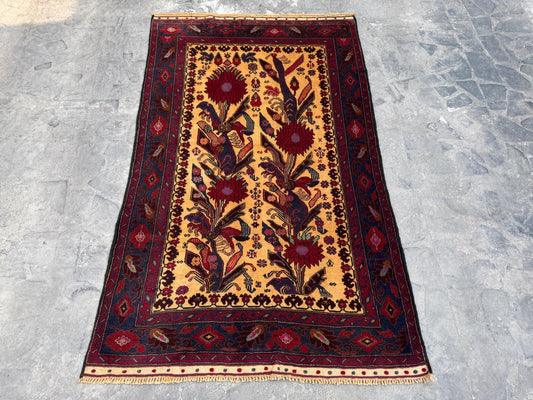 4x6.6 Vintage Gift Carpet - Handmade Nomadic Rug - Kid's &amp; Living room Decor - Unique Wool Carpet