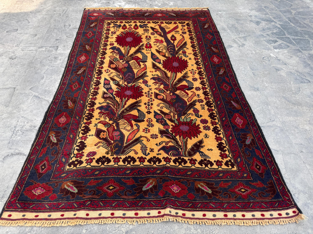 4x6.6 Nomadic Rug - Handmade Afghan Wool Carpet