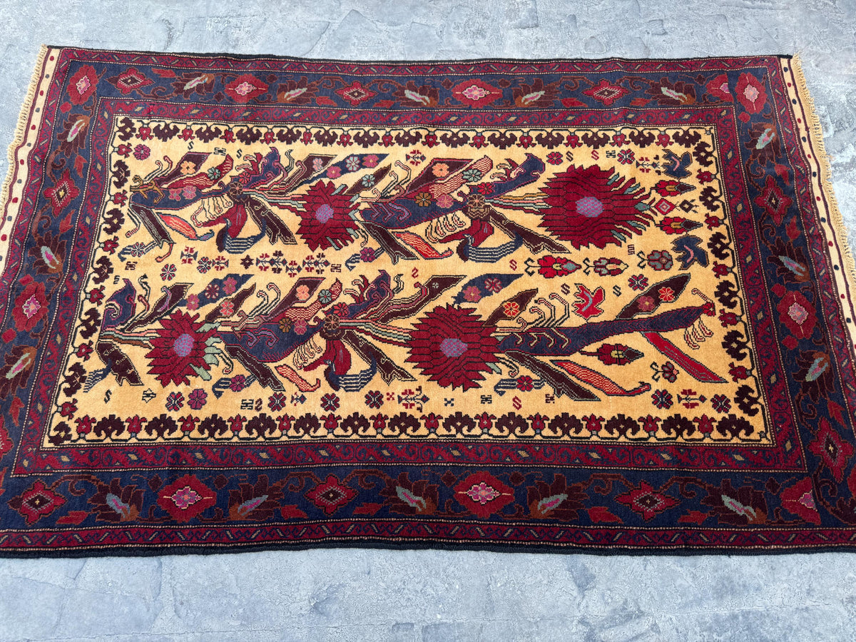 4x6.6 Nomadic Rug - Handmade Afghan Wool Carpet