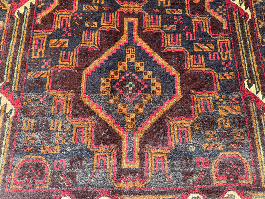 3.8x6.7 Baluchi Tribal Carpet - Handmade Afghan Nomadic Wool Rug