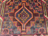 3.8x6.7 Afghan Tribal Woollen Carpet - Handmade Nomadic Rug - Baluchi Vintage Rug for Living room - Bedroom Rug - Dinning Room Rug