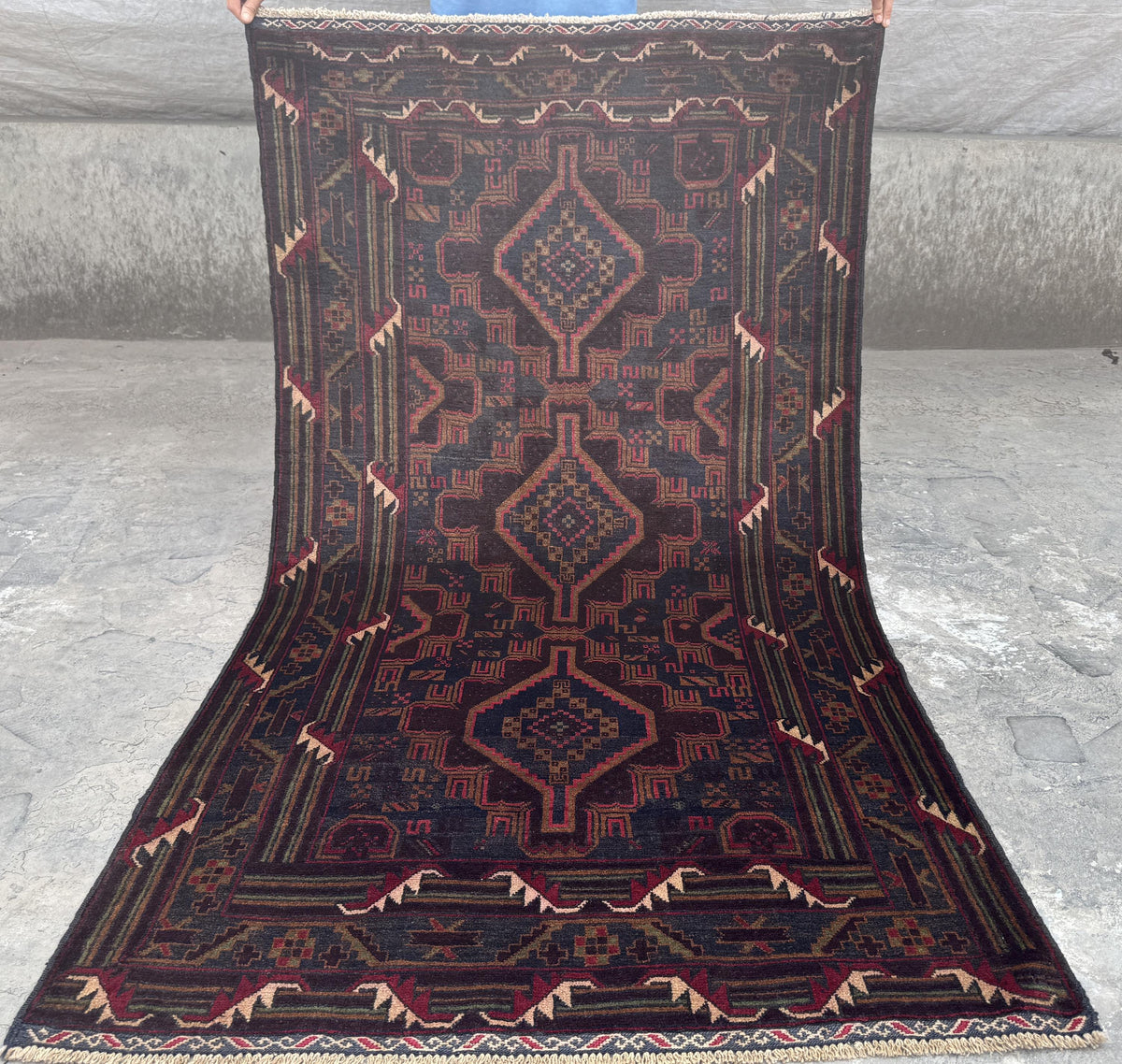 3.8x6.7 Baluchi Tribal Carpet - Handmade Afghan Nomadic Wool Rug