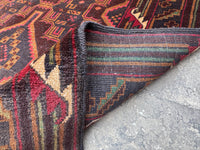 3.8x6.7 Afghan Tribal Woollen Carpet - Handmade Nomadic Rug - Baluchi Vintage Rug for Living room - Bedroom Rug - Dinning Room Rug