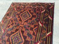 3.8x6.7 Afghan Tribal Woollen Carpet - Handmade Nomadic Rug - Baluchi Vintage Rug for Living room - Bedroom Rug - Dinning Room Rug