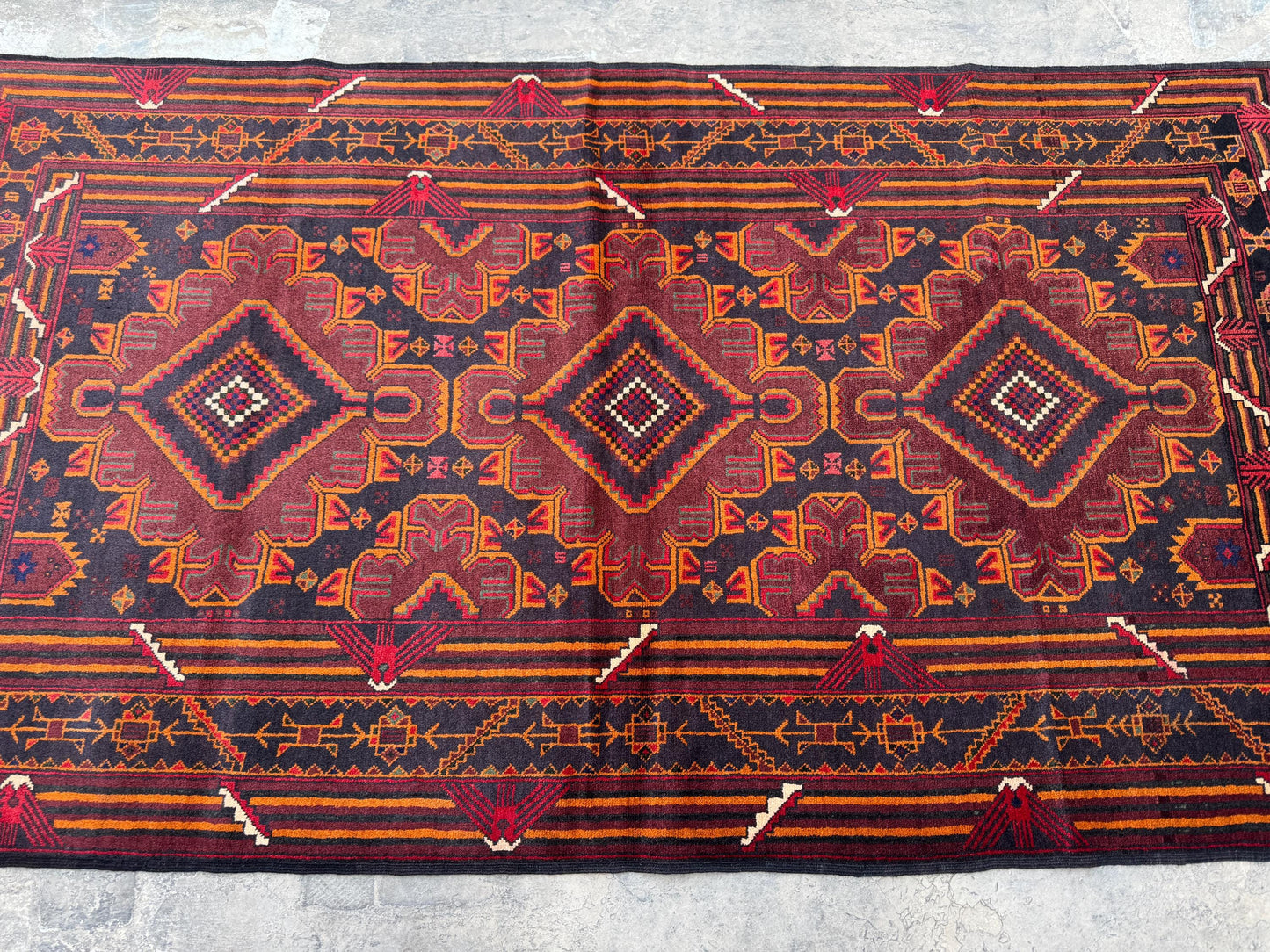 3.8x6.6 Turkmen Beige Tribal Carpet – Handmade Afghan Geometric Design – Oriental Area Carpet for Boho Living Room Decor - Boho Gift Carpet