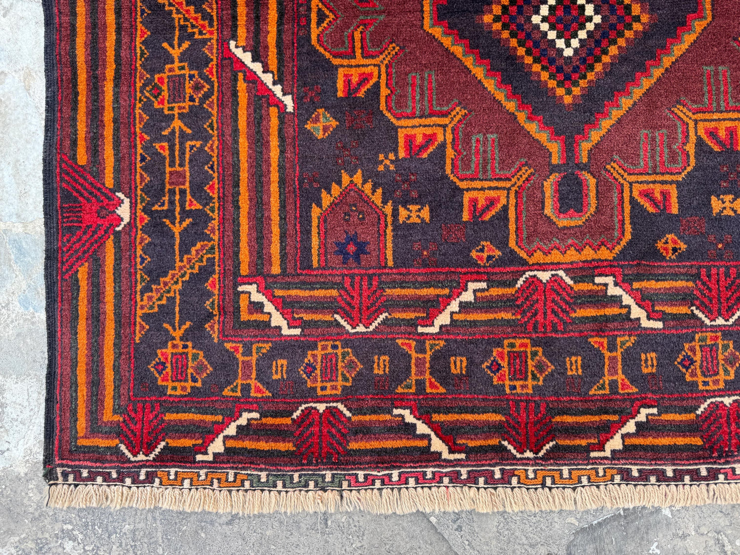 3.8x6.6 Turkmen Beige Tribal Carpet – Handmade Afghan Geometric Design – Oriental Area Carpet for Boho Living Room Decor - Boho Gift Carpet