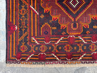 3.8x6.6 Turkmen Beige Tribal Carpet – Handmade Afghan Geometric Design – Oriental Area Carpet for Boho Living Room Decor - Boho Gift Carpet