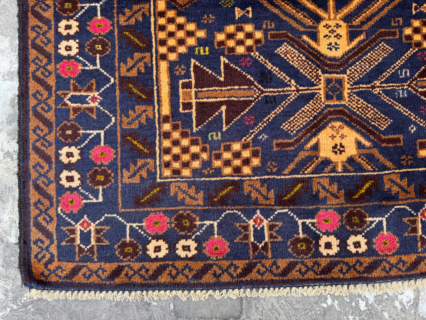 3.2x6.5 Afghan Handmade Beige Carpet – Tribal Turkmen Patterns – Oriental Area Carpet for Modern Living Room Decoration - Boho Gift Carpet