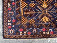 3.2x6.5 Afghan Handmade Beige Carpet – Tribal Turkmen Patterns – Oriental Area Carpet for Modern Living Room Decoration - Boho Gift Carpet