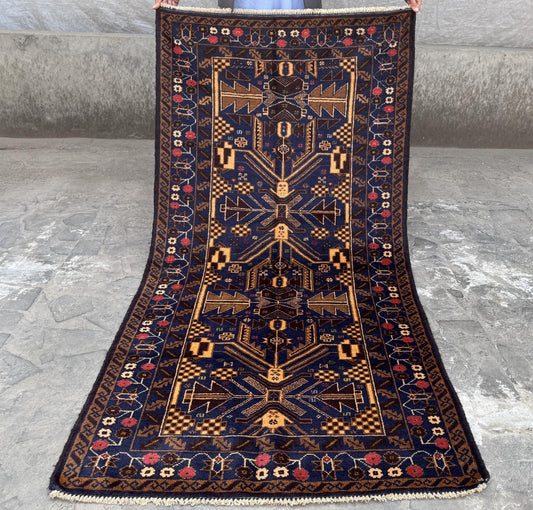 3.2x6.5 Afghan Handmade Beige Carpet – Tribal Turkmen Patterns – Oriental Area Carpet for Modern Living Room Decoration - Boho Gift Carpet