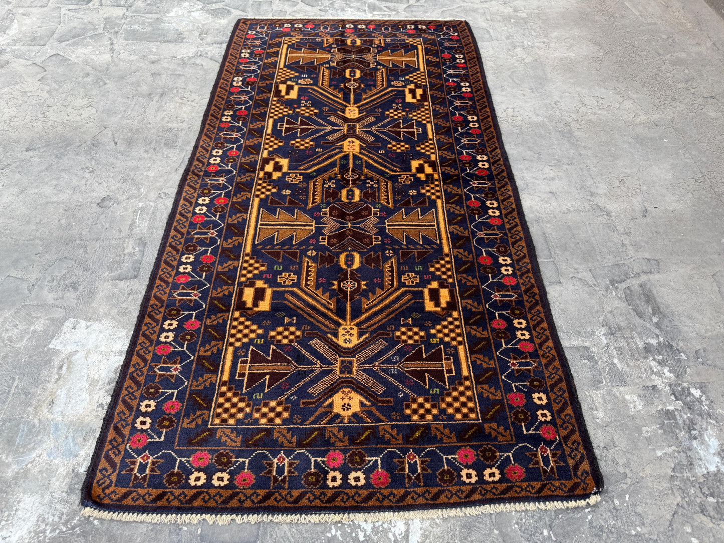 3.2x6.5 Afghan Handmade Beige Carpet – Tribal Turkmen Patterns – Oriental Area Carpet for Modern Living Room Decoration - Boho Gift Carpet
