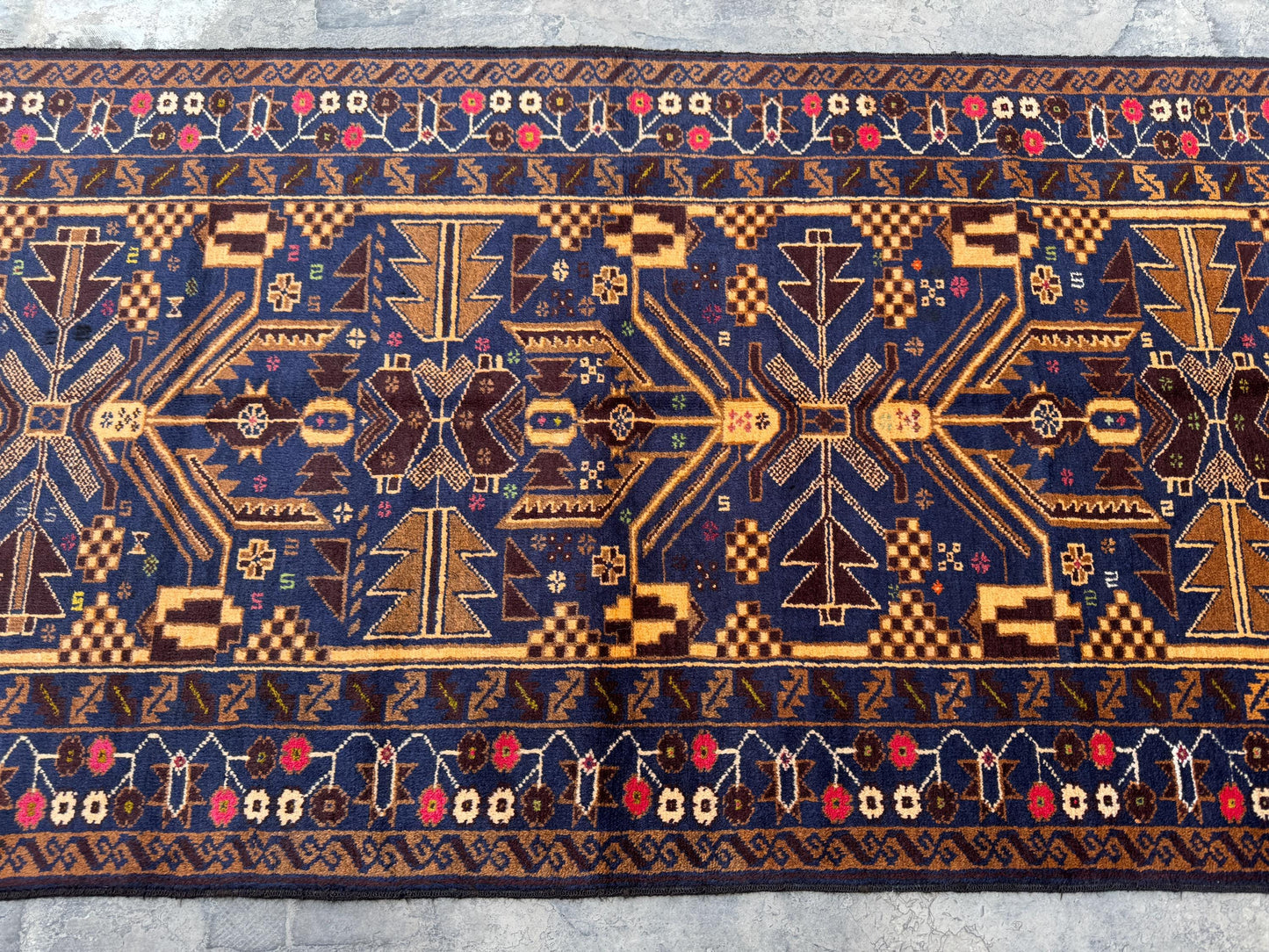 3.2x6.5 Afghan Handmade Beige Carpet – Tribal Turkmen Patterns – Oriental Area Carpet for Modern Living Room Decoration - Boho Gift Carpet