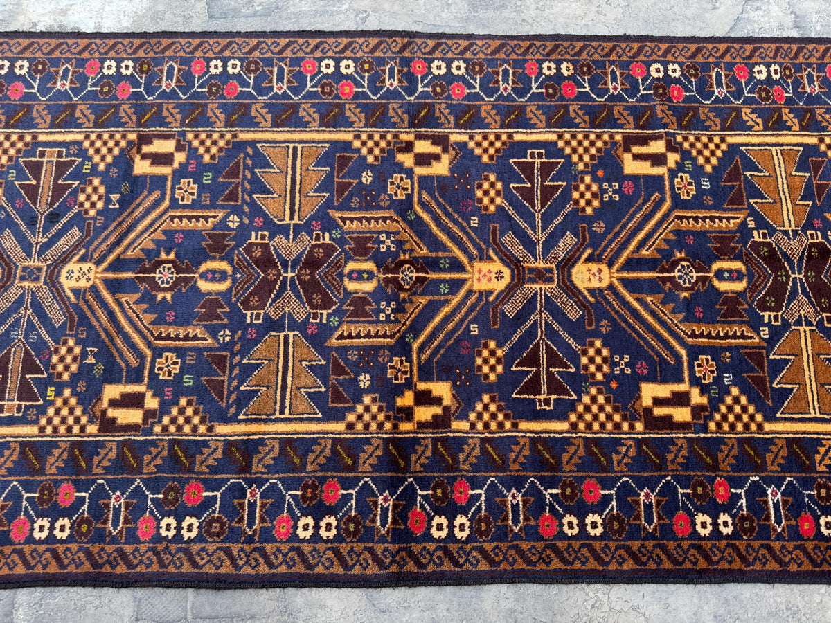 3.2x6.5 Beige Turkmen Carpet - Handmade Afghan Oriental Rug