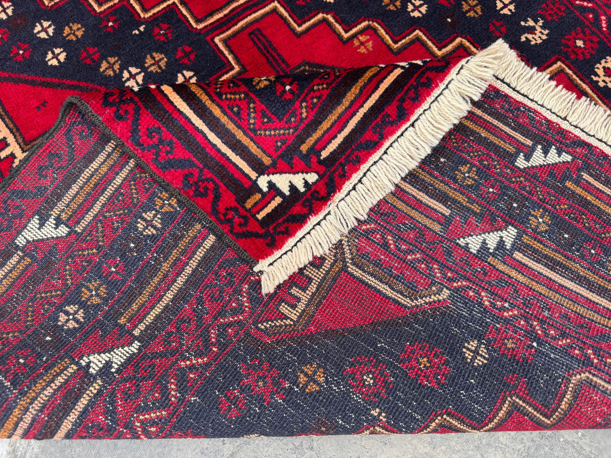3.8x6.7 Baluch Nomadic Rug - Handmade Afghan Tribal Wool Carpet
