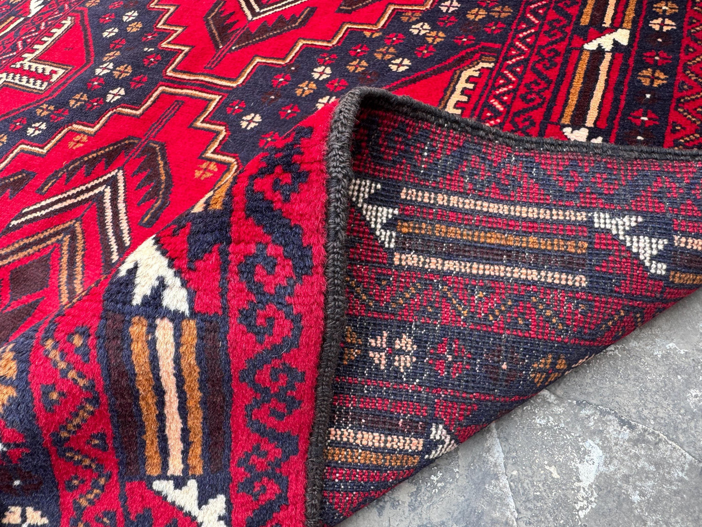 3.8x6.7 Afghan Nomadic Woollen Rug - Baluch Vintage Carpet - Tribal Handmade Rug for Living Room - Bedroom Rug - Gift Rug - Out Door Rug