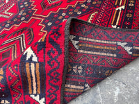 3.8x6.7 Afghan Nomadic Woollen Rug - Baluch Vintage Carpet - Tribal Handmade Rug for Living Room - Bedroom Rug - Gift Rug - Out Door Rug