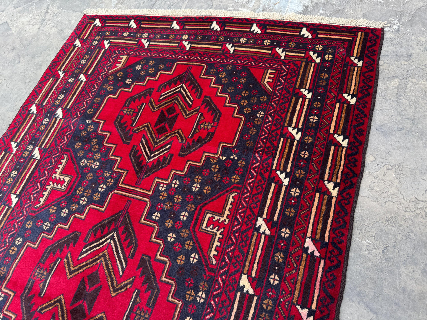3.8x6.7 Afghan Nomadic Woollen Rug - Baluch Vintage Carpet - Tribal Handmade Rug for Living Room - Bedroom Rug - Gift Rug - Out Door Rug