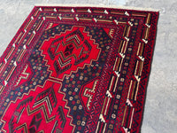 3.8x6.7 Afghan Nomadic Woollen Rug - Baluch Vintage Carpet - Tribal Handmade Rug for Living Room - Bedroom Rug - Gift Rug - Out Door Rug