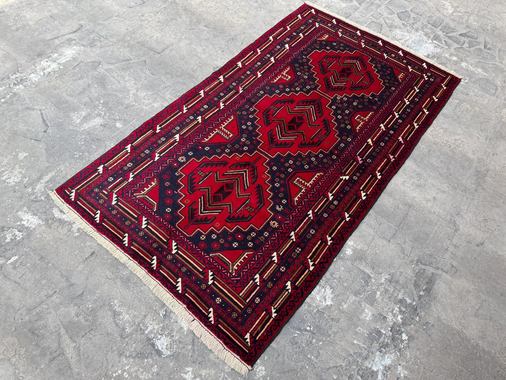 3.8x6.7 Baluch Nomadic Rug - Handmade Afghan Tribal Wool Carpet