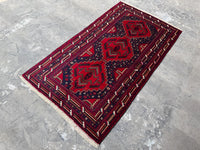 3.8x6.7 Afghan Nomadic Woollen Rug - Baluch Vintage Carpet - Tribal Handmade Rug for Living Room - Bedroom Rug - Gift Rug - Out Door Rug
