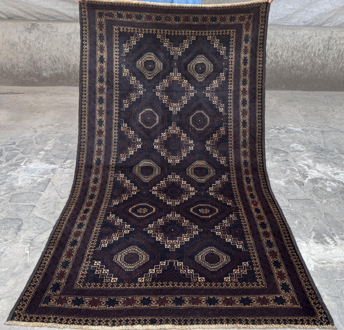 3.10x6.8 Tribal Area Rug – Handmade Geometric Boho Carpet for Living Room &amp; Bedroom – Oriental Floor Decor, Artisan Woven Home Accent