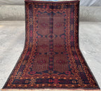 3.11x6.9 Turkmen Geometric Rug - Hand-Knotted Afghan Wool Carpet